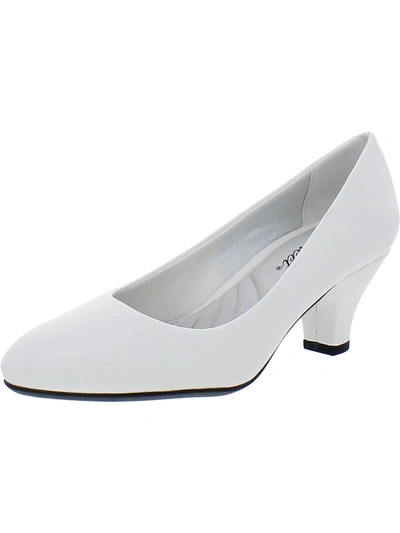 Easy Street Prim Womens Solid Kitten Heel Dress Pumps In White