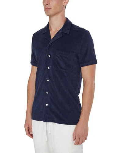 Shop Onia Towel Terry Camp Shirt In Blue