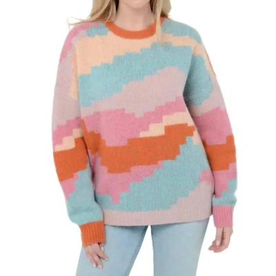 Shop 27 Miles Malibu Ersa Sweater In Multi Blue Pink