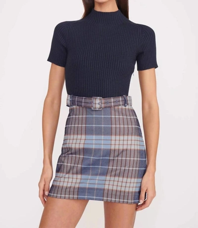 Shop Staud Patsy Dress In French Blue Mega Plaid/navy In Multi
