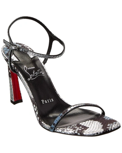 Shop Christian Louboutin Condora 85 Python-embossed Leather Sandal In Grey