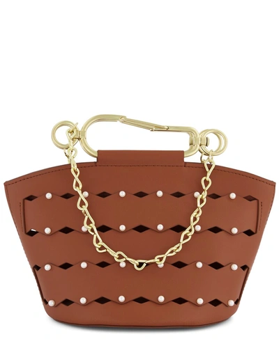 Shop Zac Posen Belay Mini Zipped Leather Bucket Bag In Brown