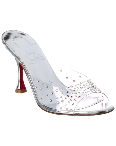 Shop Christian Louboutin Degramule Strass 85 Leather & Pvc Sandal In Silver