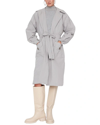 Shop Trendyol Oversized Trench Coat In Grey