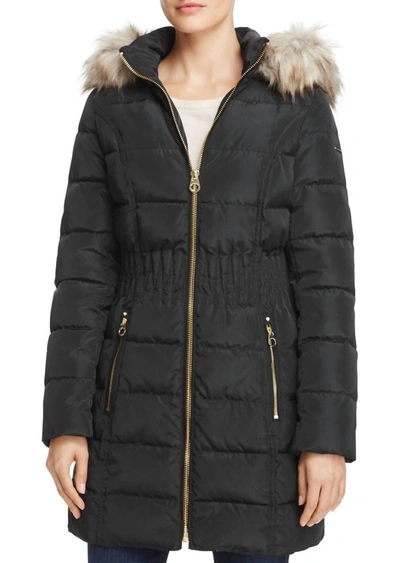 Laundry By Shelli Segal Women's Cinch Waist Down Puffer Hooded Coat In Black In Black