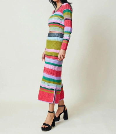 Shop Lingua Franca Ashby Stitch Skirt In Taffy Multi