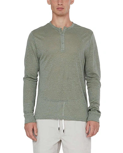 Shop Onia Long Sleeve Henley Shirt In Green