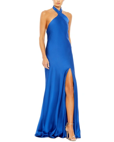 Shop Mac Duggal Column Dress In Blue
