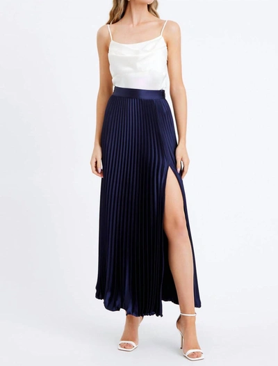 Adelyn Rae Honor Pleated Maxi Skirt In Navy In Blue