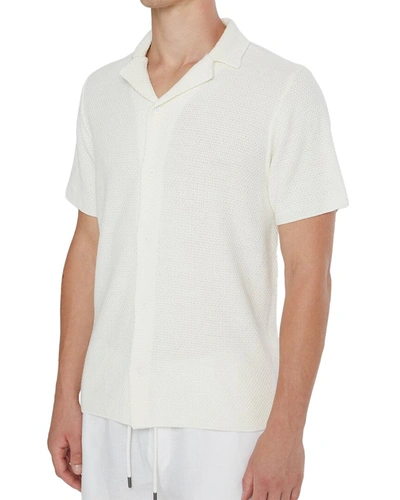 Shop Onia Cotton Textured Camp Shirt In White