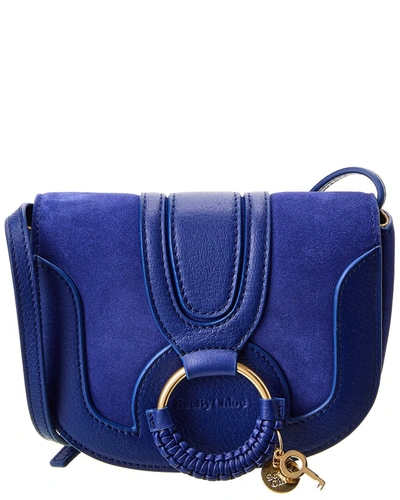 Shop See By Chloé Hana Mini Leather & Suede Crossbody In Blue