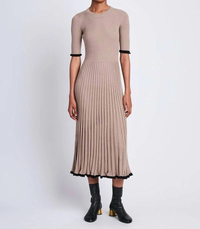 Shop Proenza Schouler Short Sleeve Knit Dress In Taupe In Grey