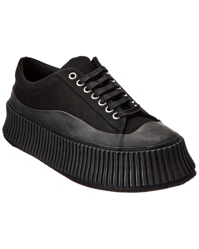 Shop Jil Sander Logo Canvas Sneaker In Black