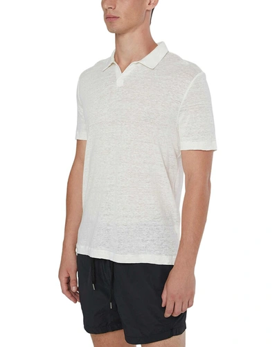 Shop Onia Shaun Linen Polo Shirt In White