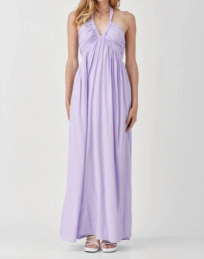 Shop Mustard Seed The Lexi Drawstring Halter Maxi Dress In Lavender In Purple