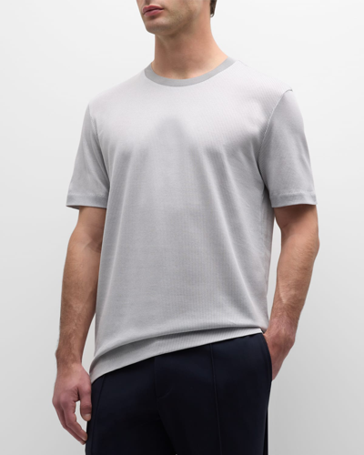 Shop Hugo Boss Men's Textured Cotton Crewneck T-shirt In Silver
