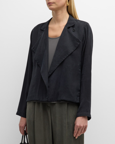 Shop Eileen Fisher Stand-collar Faux Suede Jacket In Black