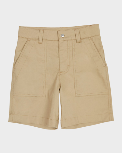 Shop Moncler Boy's Cotton Twill Bermuda Shorts In Cornstalk