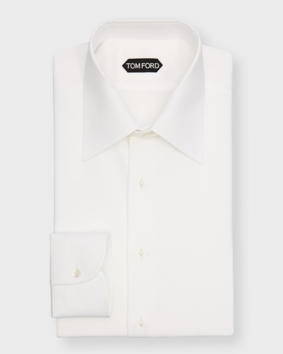 Shop Tom Ford Men's Cocktail Voile Slim-fit Cotton Dress Shirt In Optical Wh
