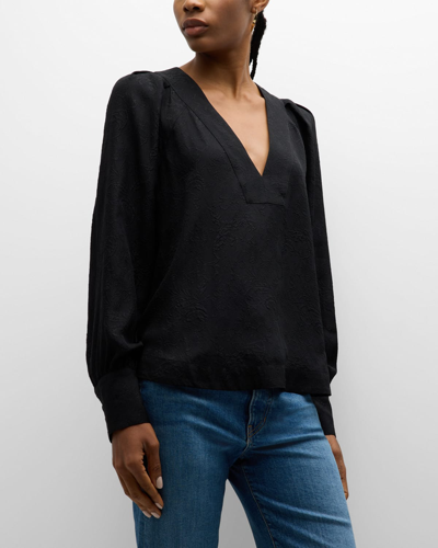 Shop Veronica Beard Osler Long-sleeve Blouse In Black