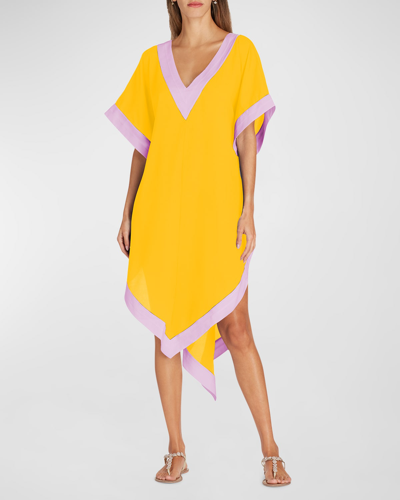 Shop Valimare Aria Caftan Coverup In Yellow/pink