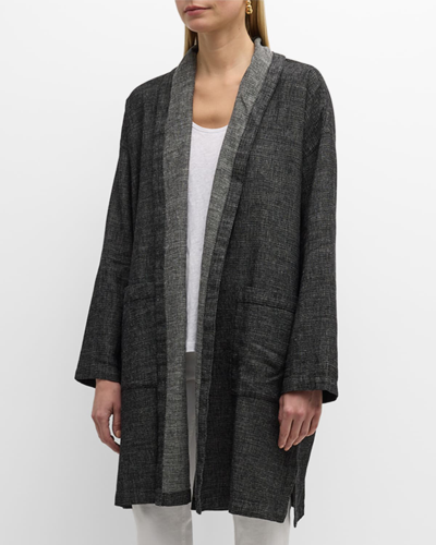 Shop Eileen Fisher Shawl-collar Open-front Kimono Coat In Black