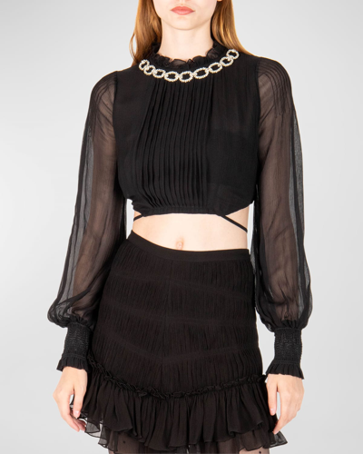 Shop Secret Mission Sienna Tie-waist Chain Top In Black