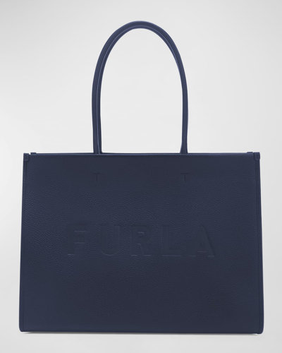 Shop Furla Opportunity Logo Leather Tote Bag In Mediterraneonero