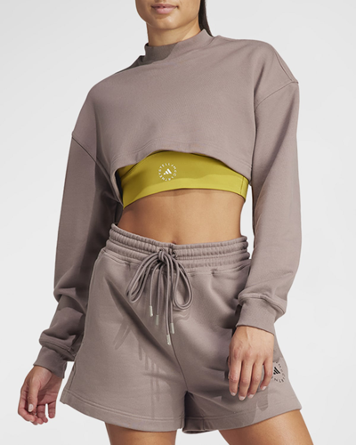 Shop Adidas By Stella Mccartney Truecasuals Cropped Backless Sportswear Sweatshirt In Tecear