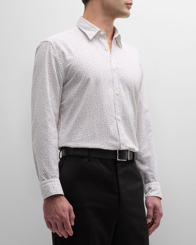Shop Hugo Boss Men's Stretch Confetti-print Sport Shirt In White