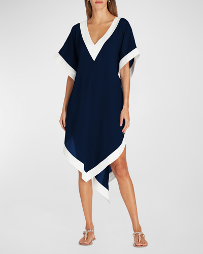 Shop Valimare Aria Caftan Coverup In Navy/white