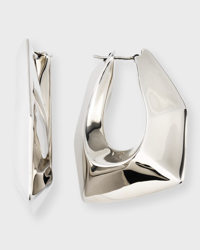 Shop Alexander Mcqueen Modernist Hoop Earrings, Silver In Ant Silver