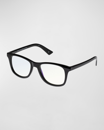 Shop The Book Club Grime In Banishment Square Blue Block Optical Frames In Black