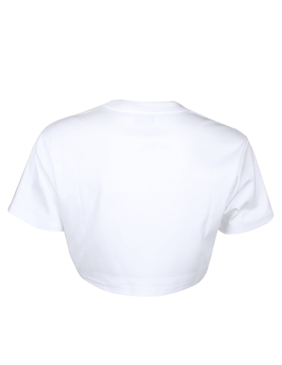 Shop Lanvin Cropped Cotton T-shirt With Logo In Optic White