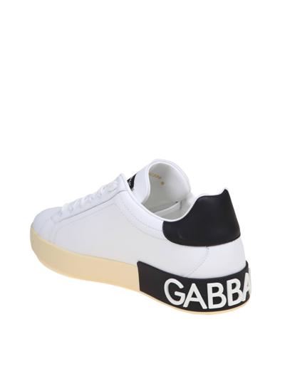 Shop Dolce & Gabbana Portofino Sneakers In Black And White Leather In White/black
