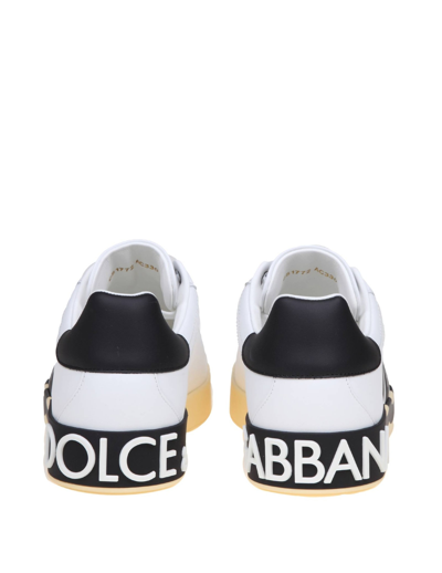 Shop Dolce & Gabbana Portofino Sneakers In Black And White Leather In White/black