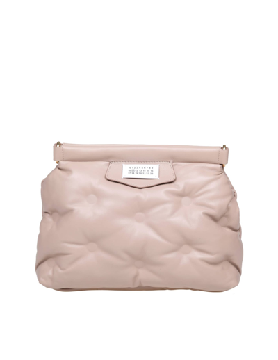 Shop Maison Margiela Shoulder Bag In Matelasse Leather Beige Color