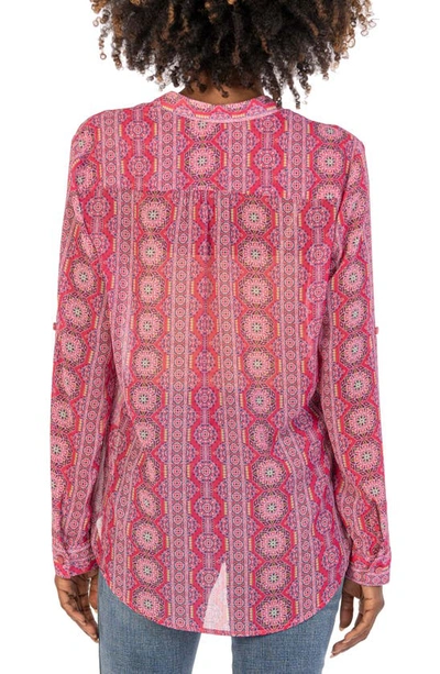 Shop Kut From The Kloth Jasmine Chiffon Button-up Shirt In Albi Stripe-magenta