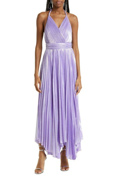 Shop Alice And Olivia Arista Pleated Maxi Dress In Solstice