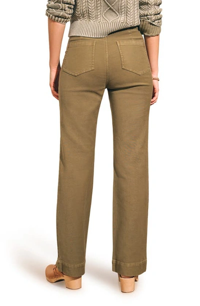 Shop Faherty Stretch Terry Wide Leg Pants In Military Olive