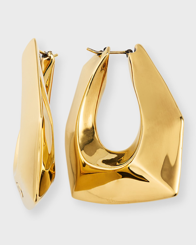 Shop Alexander Mcqueen Modernist Hoop Earrings, Gold In Giallohava
