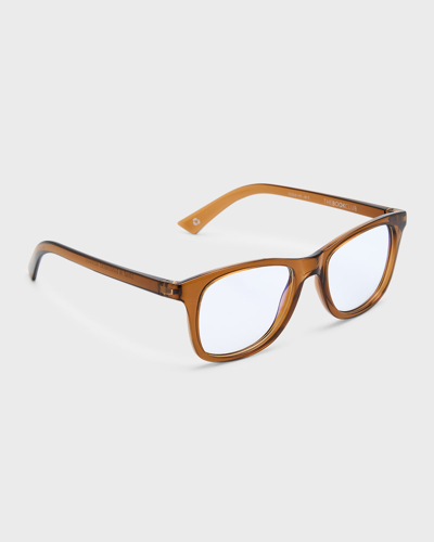 Shop The Book Club Grime In Banishment Square Blue Block Optical Frames In Cola