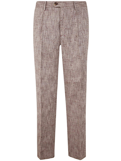 Shop Etro Button Detailed Straight Leg Pants In Brown