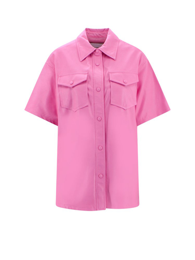 Shop Stand Studio Short Sleeved Buttoned Shirt In Pink