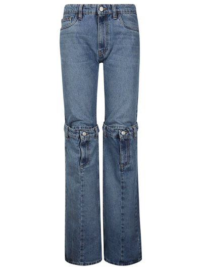 Shop Coperni Open Knee Jeans In Blue