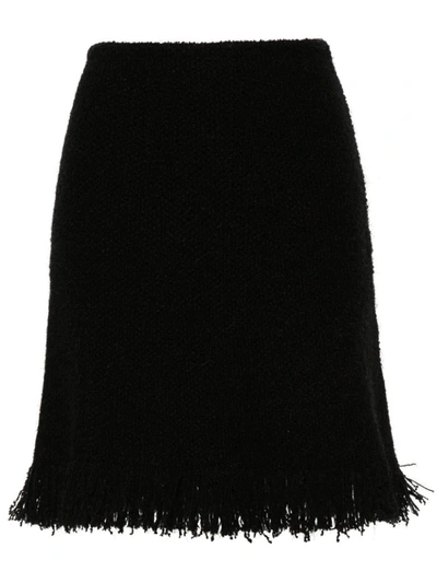 Shop Chloé Wool And Silk Blend Mini Skirt In Black