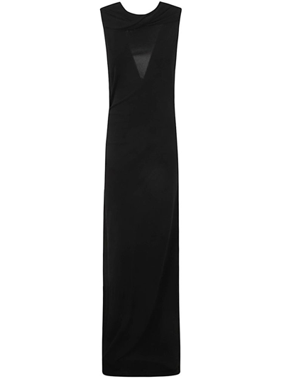 Shop Alberta Ferretti Ruched Detail Crepe Maxi Dress In Black