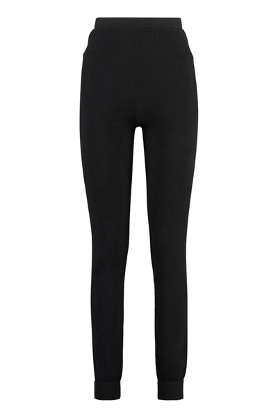 Saint Laurent Cuffed Hem Cashmere Trousers In Black