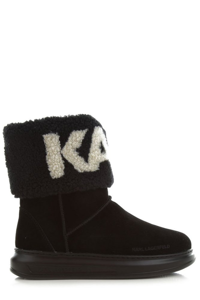 Shop Karl Lagerfeld Logo Detailed Ankle Boots In Black
