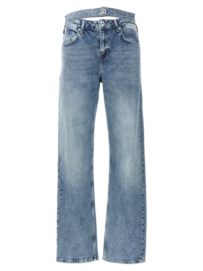 Shop Karl Lagerfeld Klj Hr Straight Web Denim Jeans In Blue